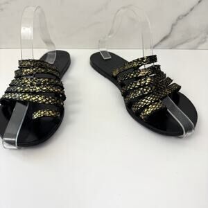 Ancient Greek Sandals Black and Gold Strappy Sandals